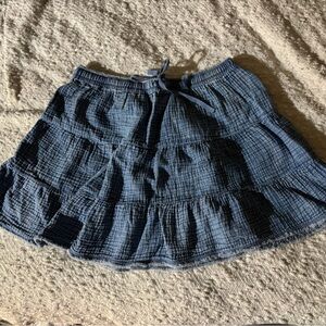 Aerie Blue Chambray Textured Skirt